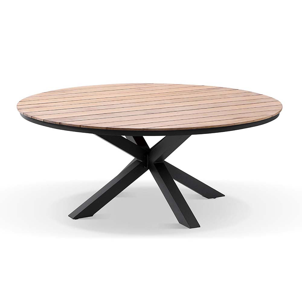 Tuscany Round 1.5m Outdoor Aluminium and Teak Top Dining Table