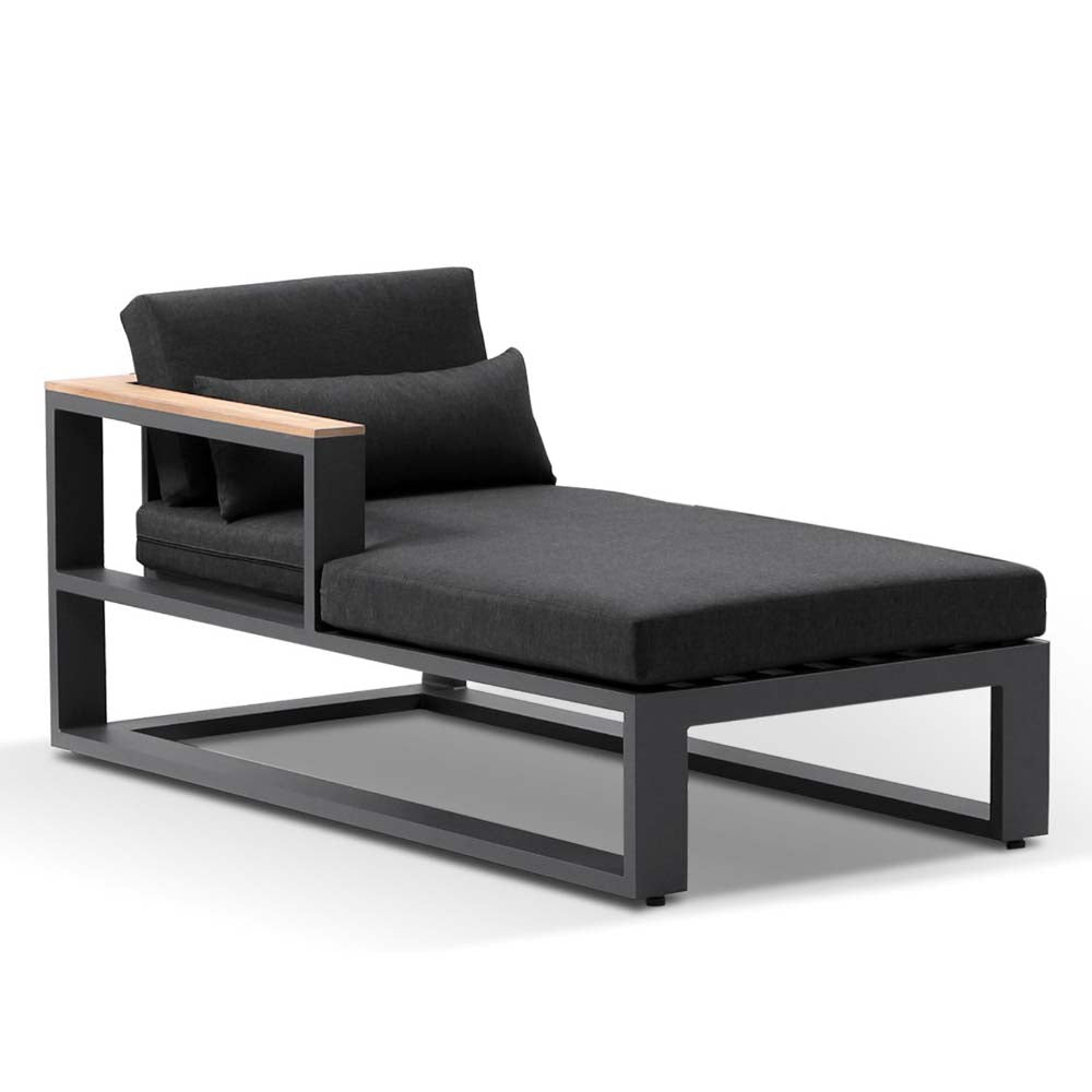 Balmoral Outdoor Aluminium and Teak Timber Daybed Chaise Lounge