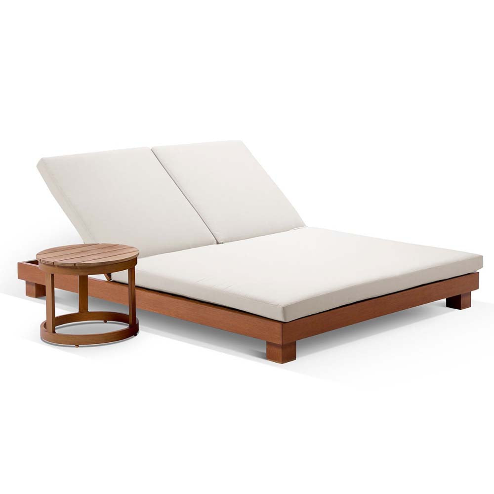 Santorini Aluminium Double Sun Lounge w/ Round Side Table