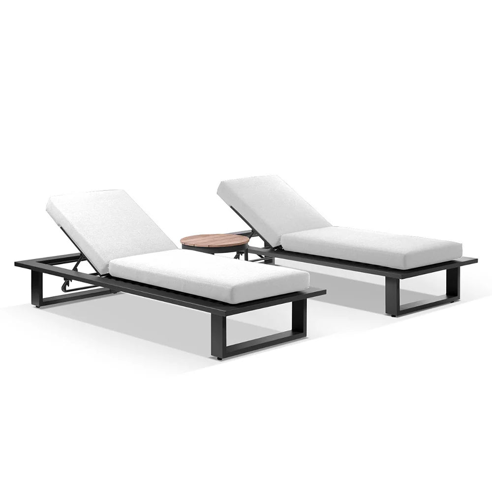 Arcadia Aluminium Sun Lounge Set with Balmoral Teak Round Side Table