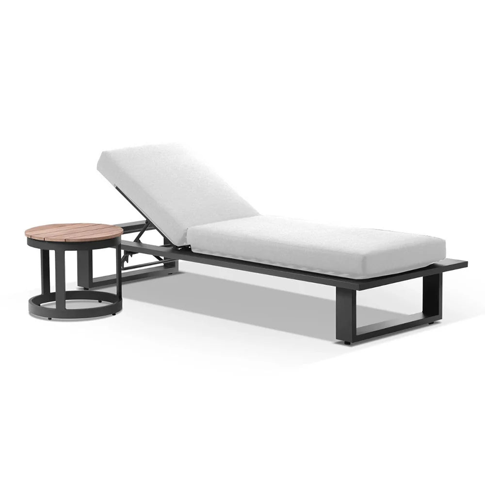 Arcadia Aluminium Sun Lounge Set with Balmoral Teak Round Side Table