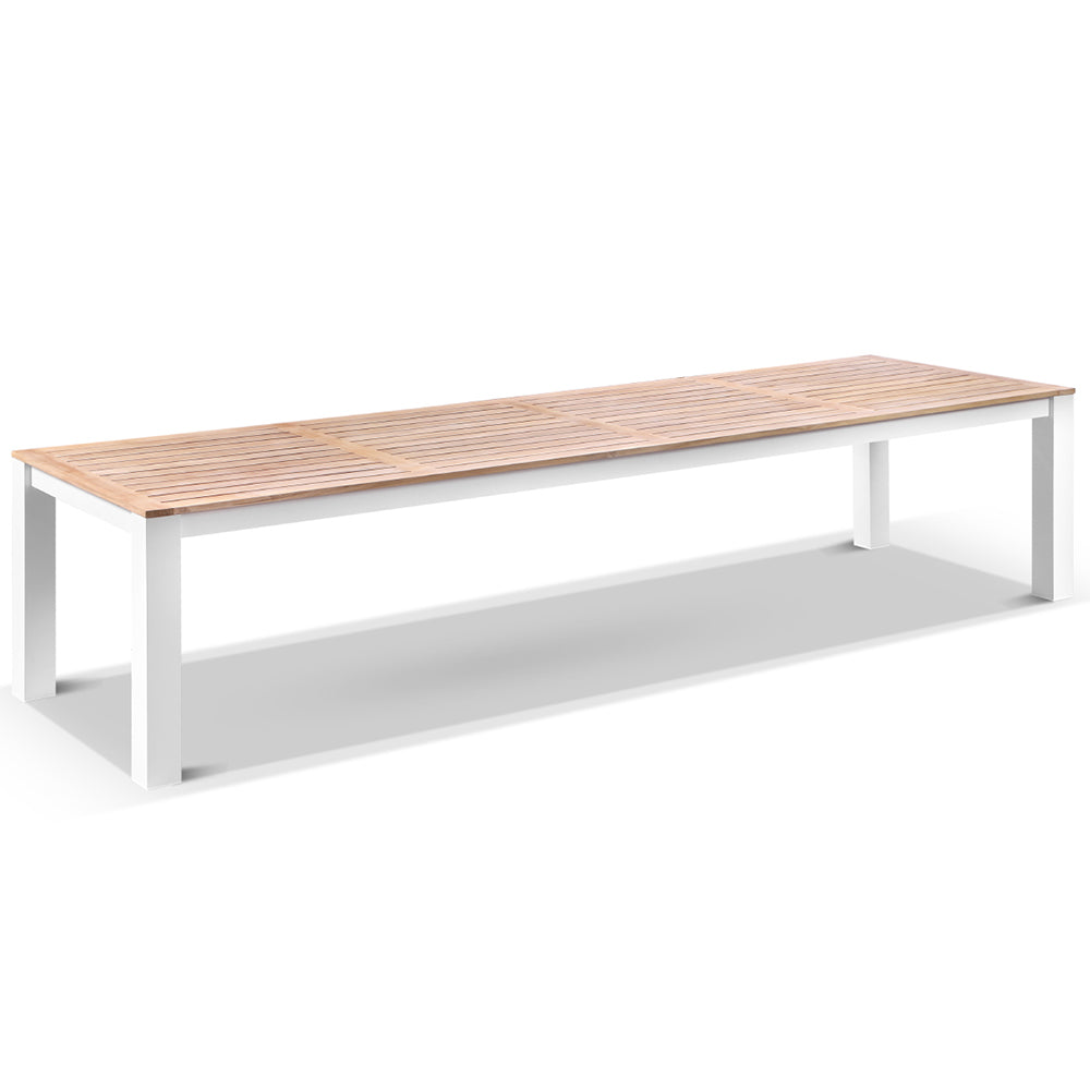 Balmoral 3.55m Outdoor Teak Top Aluminium Table with 12 Hugo Chairs