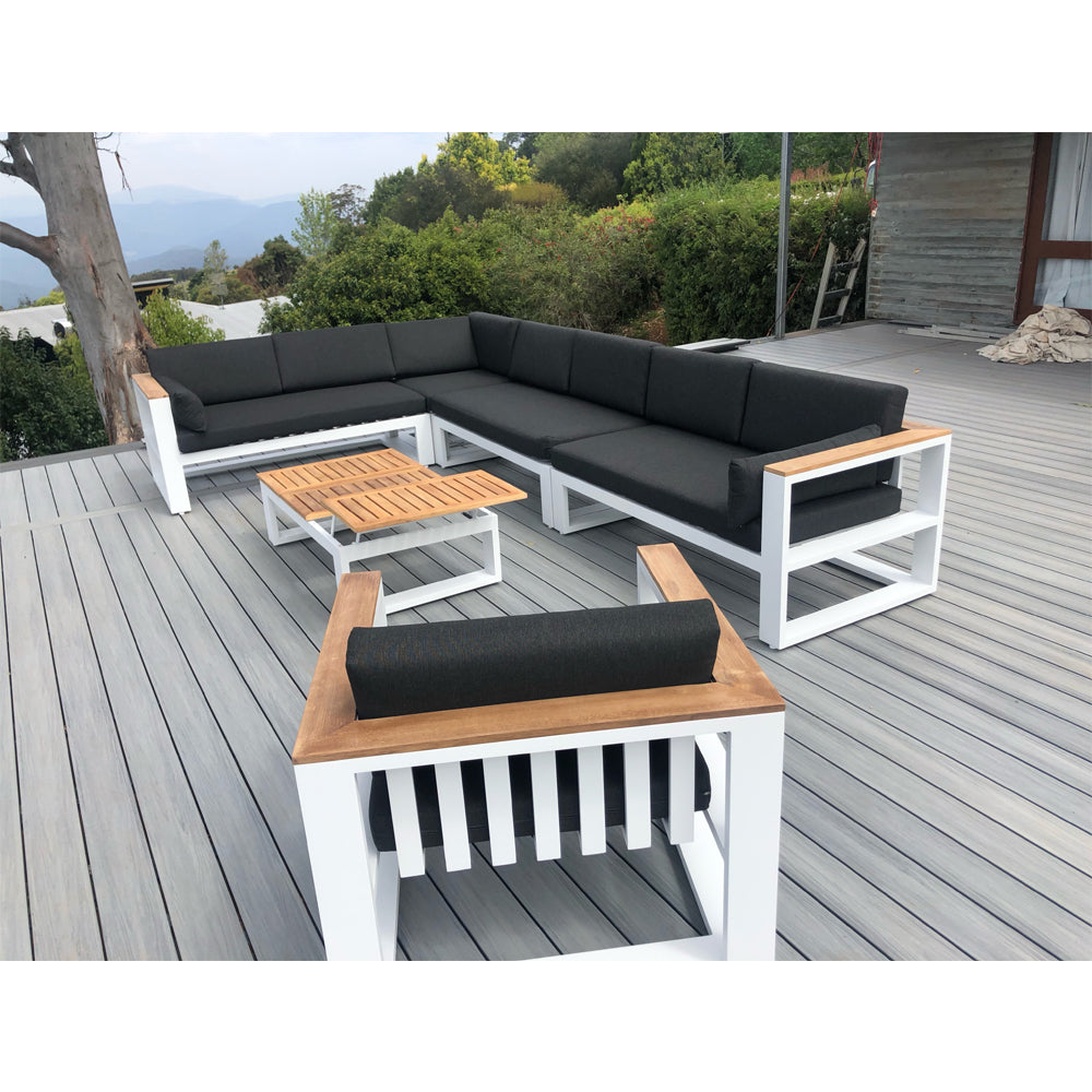 Balmoral Package C Outdoor Aluminium and Teak Lounge Setting with Coffee Table