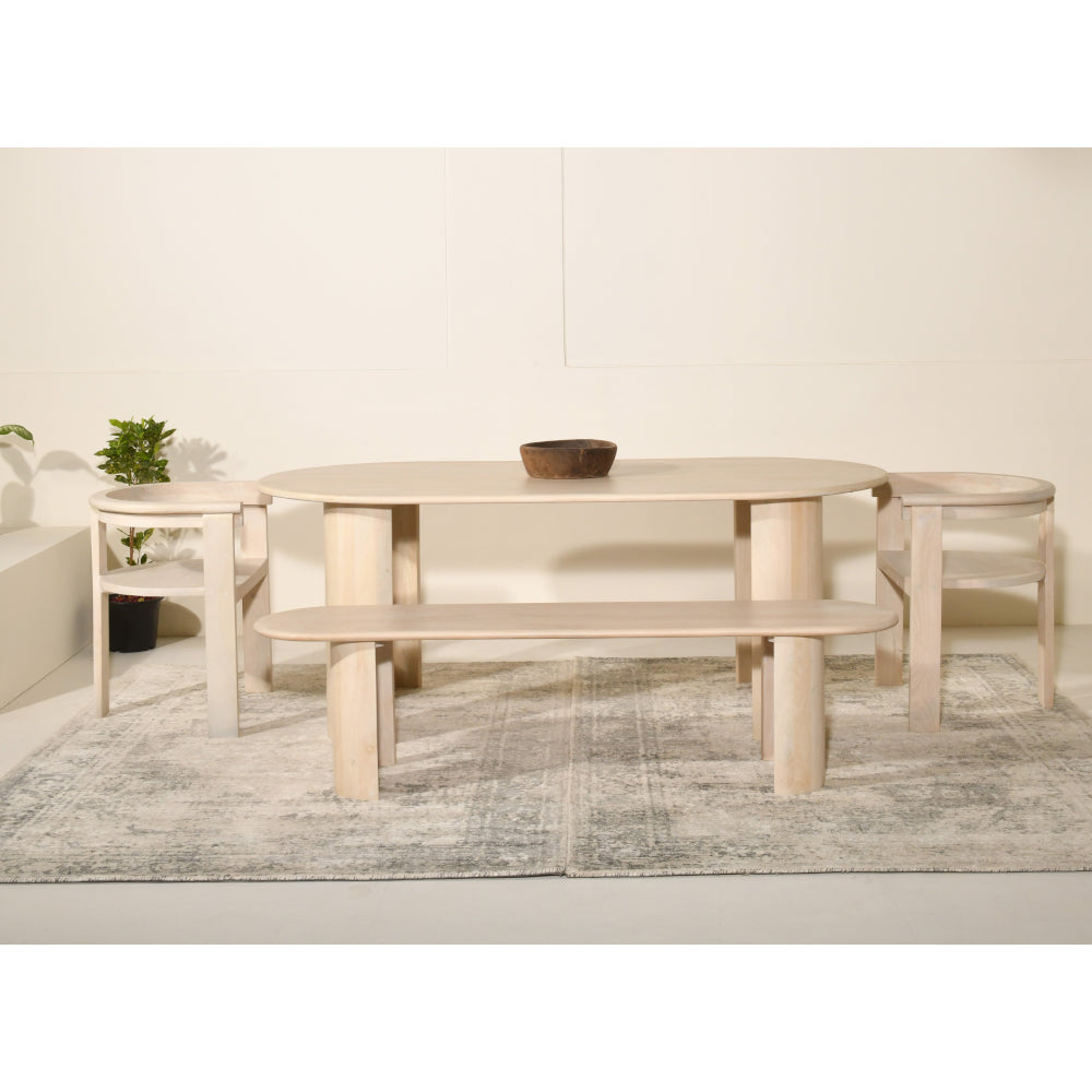Beaumont Indoor Dining Table with Bench Seats and 2 x Jervis Dining Chairs