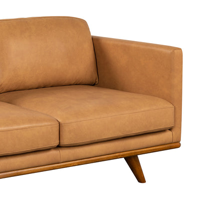 Manly Italian Leather Couch Indoor 3 Seater Tan Lounge Sofa