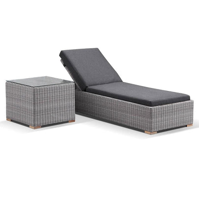 Breeze Outdoor Wicker Sun Lounge Set with Side Table in Half Round Wicker