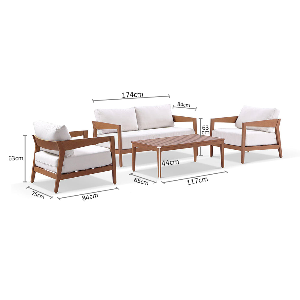 Bronte 2+1+1 Outdoor Aluminium with Sunbrella Lounge Setting with Coffee Table