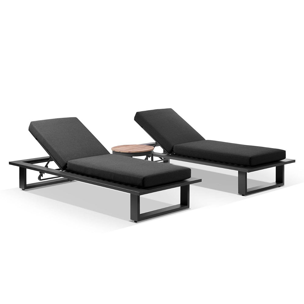 Arcadia Aluminium Sun Lounge Set with Balmoral Teak Round Side Table