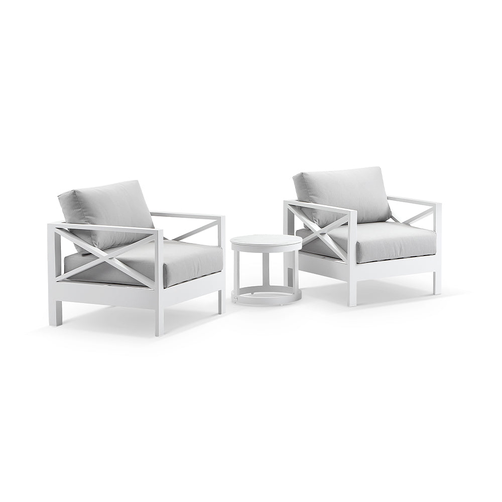 Kansas Outdoor Aluminium Lounge Patio Balcony Set with Side Table