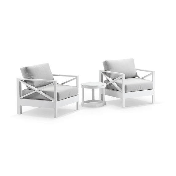 Kansas Outdoor Aluminium Lounge Patio Balcony Set with Side Table