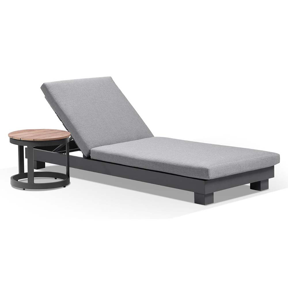 Santorini Aluminium Sun Lounge w/ Round Side Table