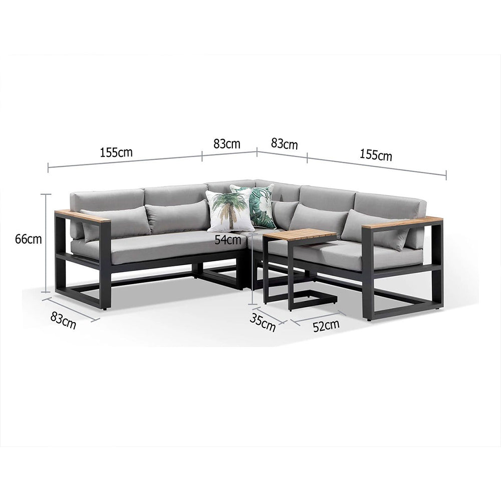 Balmoral Outdoor Aluminium & Teak Lounge with Side Table