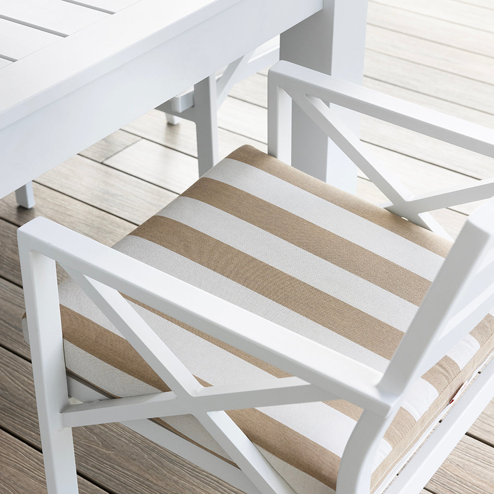 Santorini 2.5m Outdoor Rectangle Aluminium Dining Table with 8 Kansas Chairs in Sunbrella