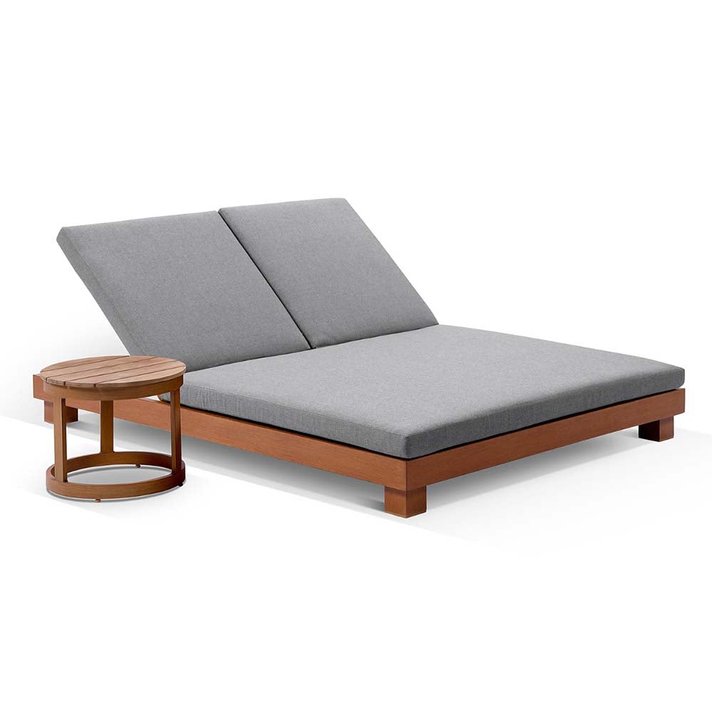 Santorini Double Sun Lounge in Sunbrella w/ Round Side Table