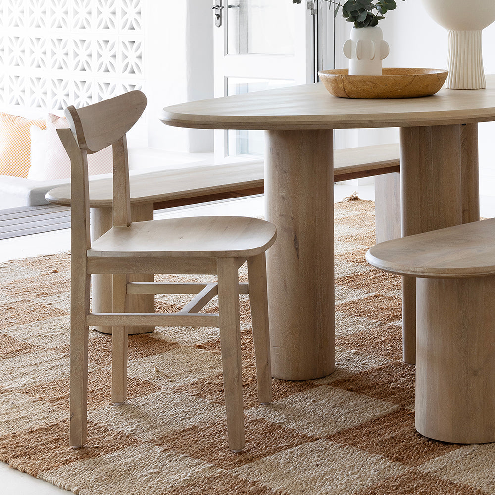 Nambucca Indoor 2m Table with Kirribilli benches and Ballina Chairs