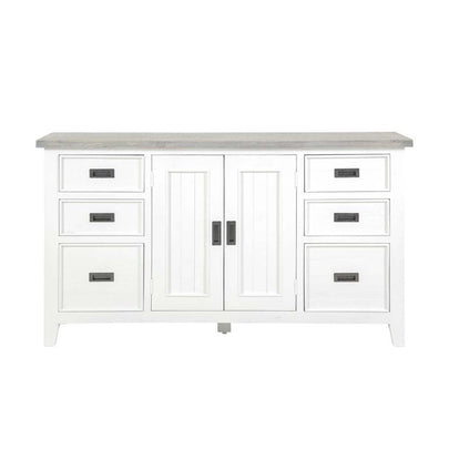 Ashton Buffet Sideboard in Brushed White with Grey Timber Top