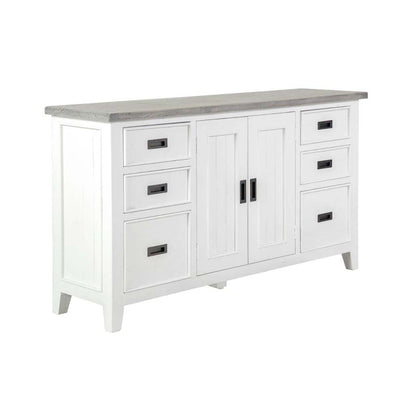 Ashton Buffet Sideboard in Brushed White with Grey Timber Top