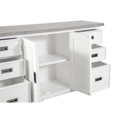 Ashton Buffet Sideboard in Brushed White with Grey Timber Top