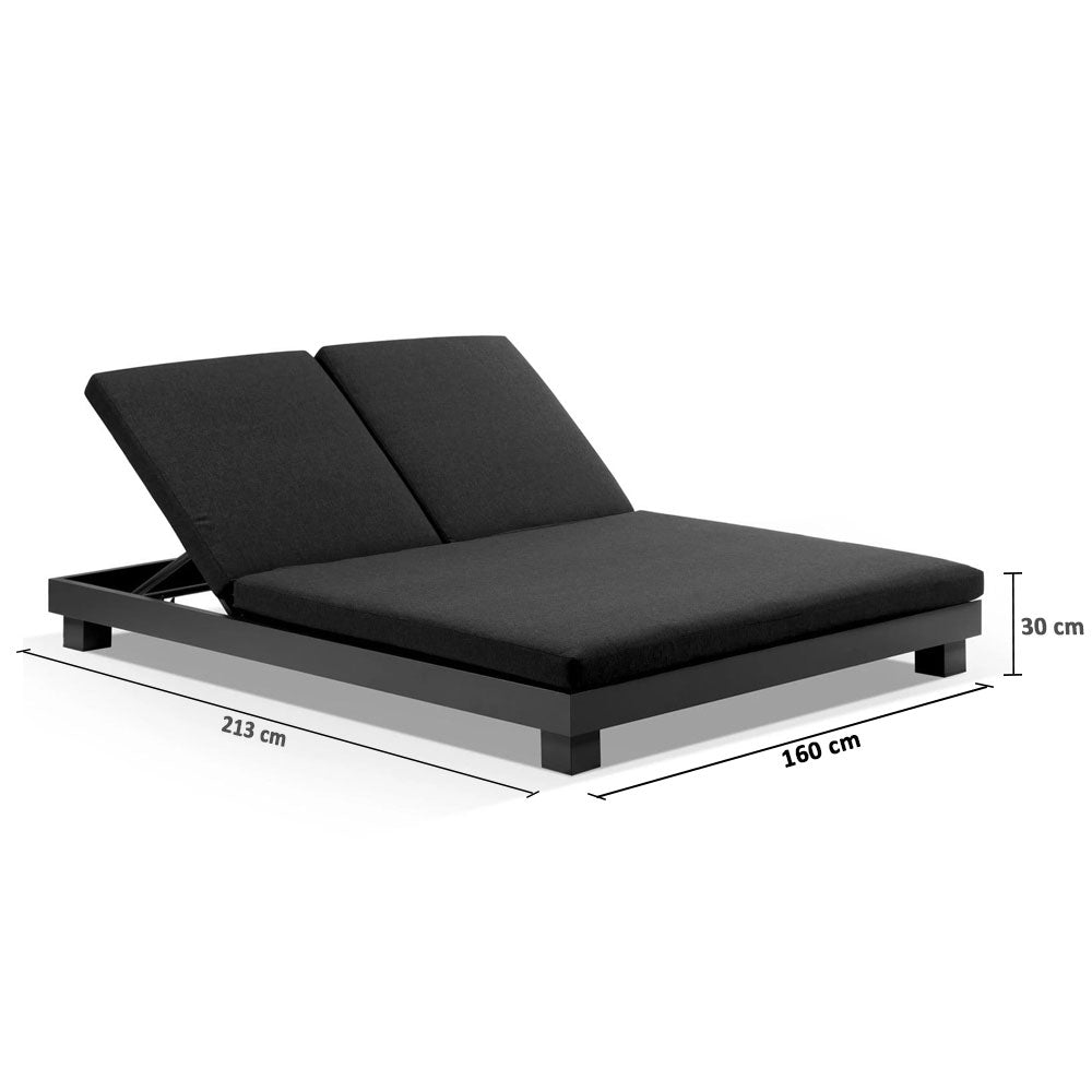 Santorini Aluminium Double Sun Lounge w/ Side Table