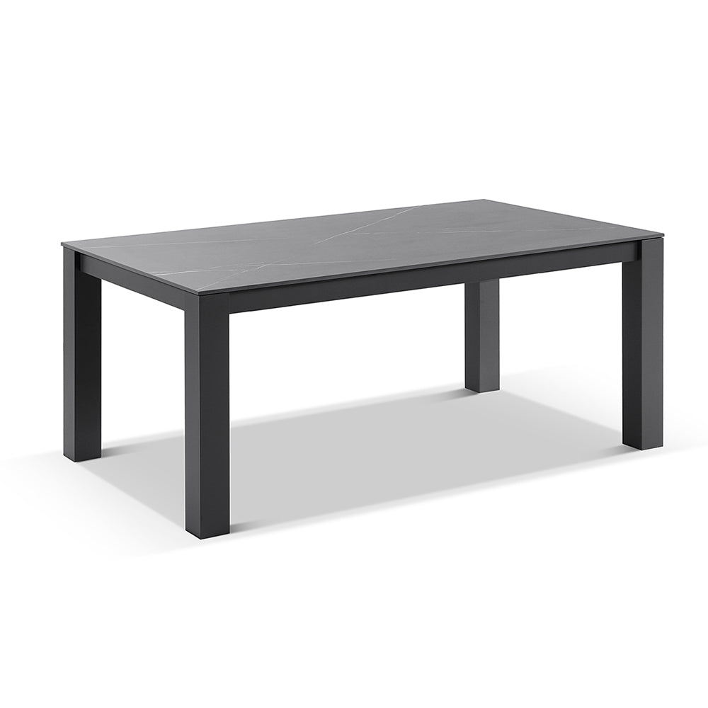 Hugo Ceramic 1.8m Outdoor Aluminium Dining Table with 6 Hugo Rope Chairs