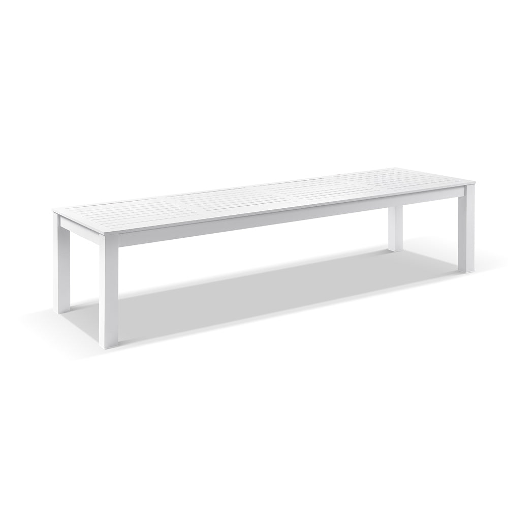 Santorini 3.55m Outdoor Rectangle Aluminium Dining Table with 12 Hugo Rope Chairs