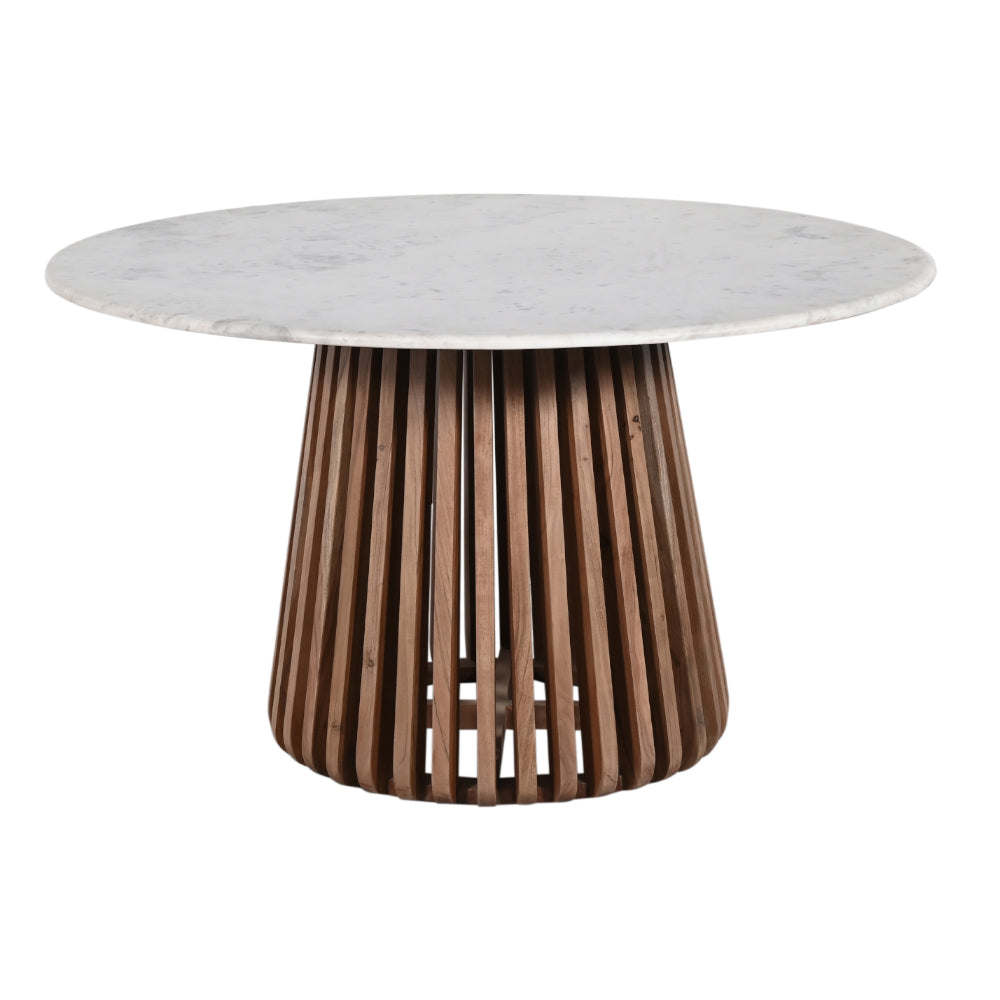 Warriewood Indoor Wooden Round Dining Table with Marble Top