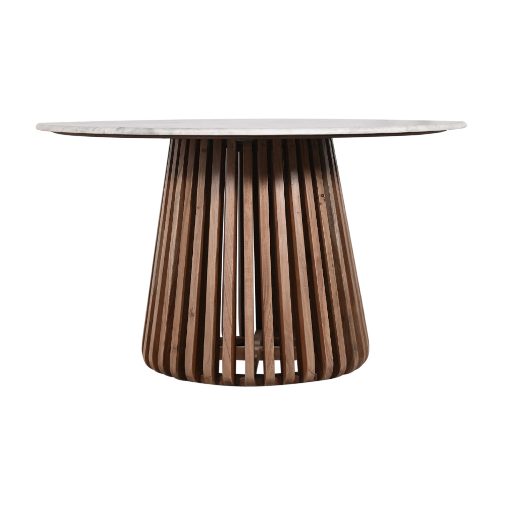 Warriewood Indoor Wooden Round Dining Table with Marble Top