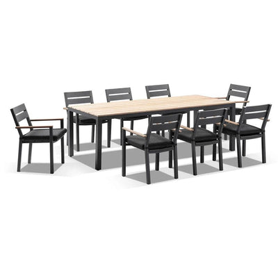 Tuscany 8 with Capri chairs with Teak Arm Rests