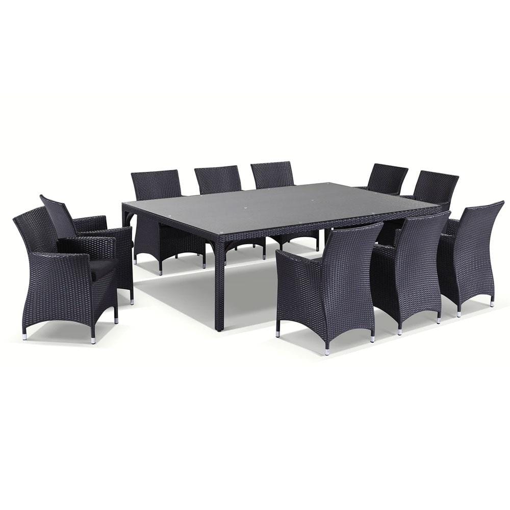 Roman 10 Seat Outdoor Wicker and Glass Top Dining Table and Chairs — free download