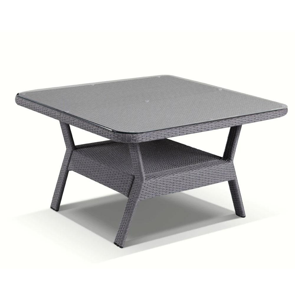 Low Dining Table 1.2m Square Glass Top in Textured Wicker