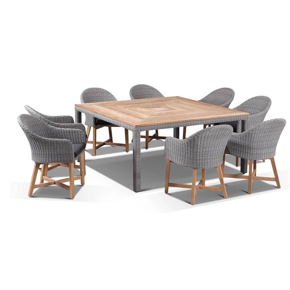 Sahara 8 Square with Coastal Chairs in Half Round wicker
