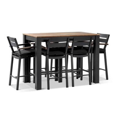 Balmoral 1.5m Aluminium Bar Table with 6 Capri Bar Stools
