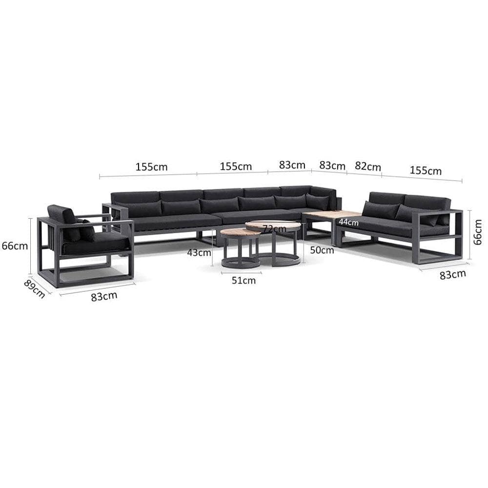 Balmoral Package E Outdoor Aluminium and Teak Lounge Setting with Coffee Table