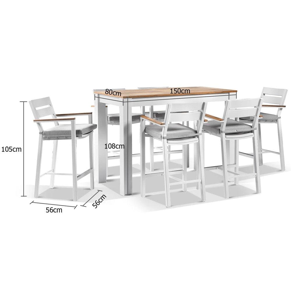 Balmoral 1.5m Aluminium Bar Table with 6 Capri Bar Stools