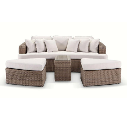 Noosa Outdoor Modular 4 Piece Daybed in Half Round Wicker