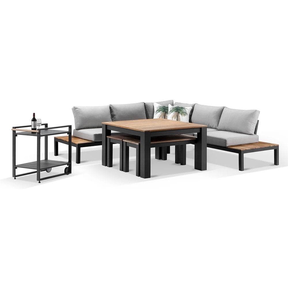 Nova Aluminium Lounge and Dining Setting with Cart