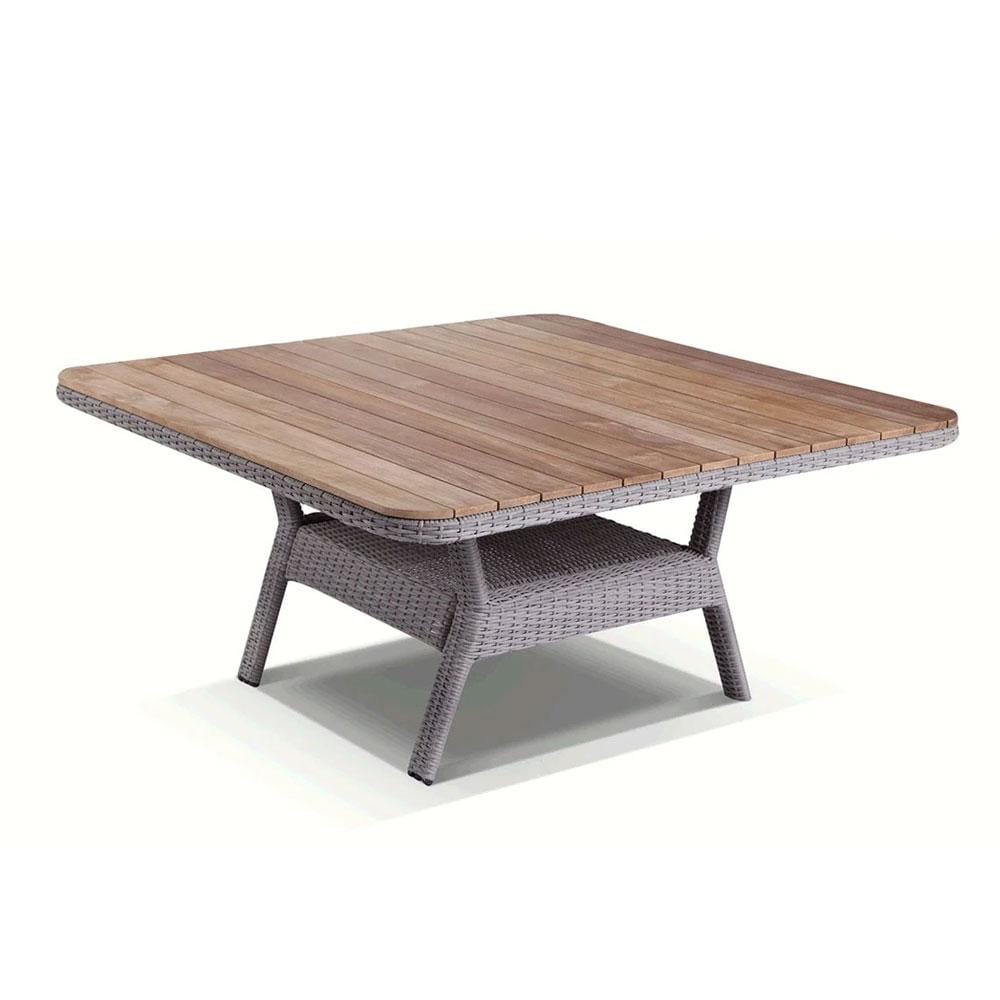 Low Dining 1.5m Square Outdoor Wicker Teak Top Table