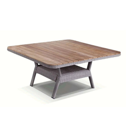 Low Dining 1.5m Square Outdoor Wicker Teak Top Table