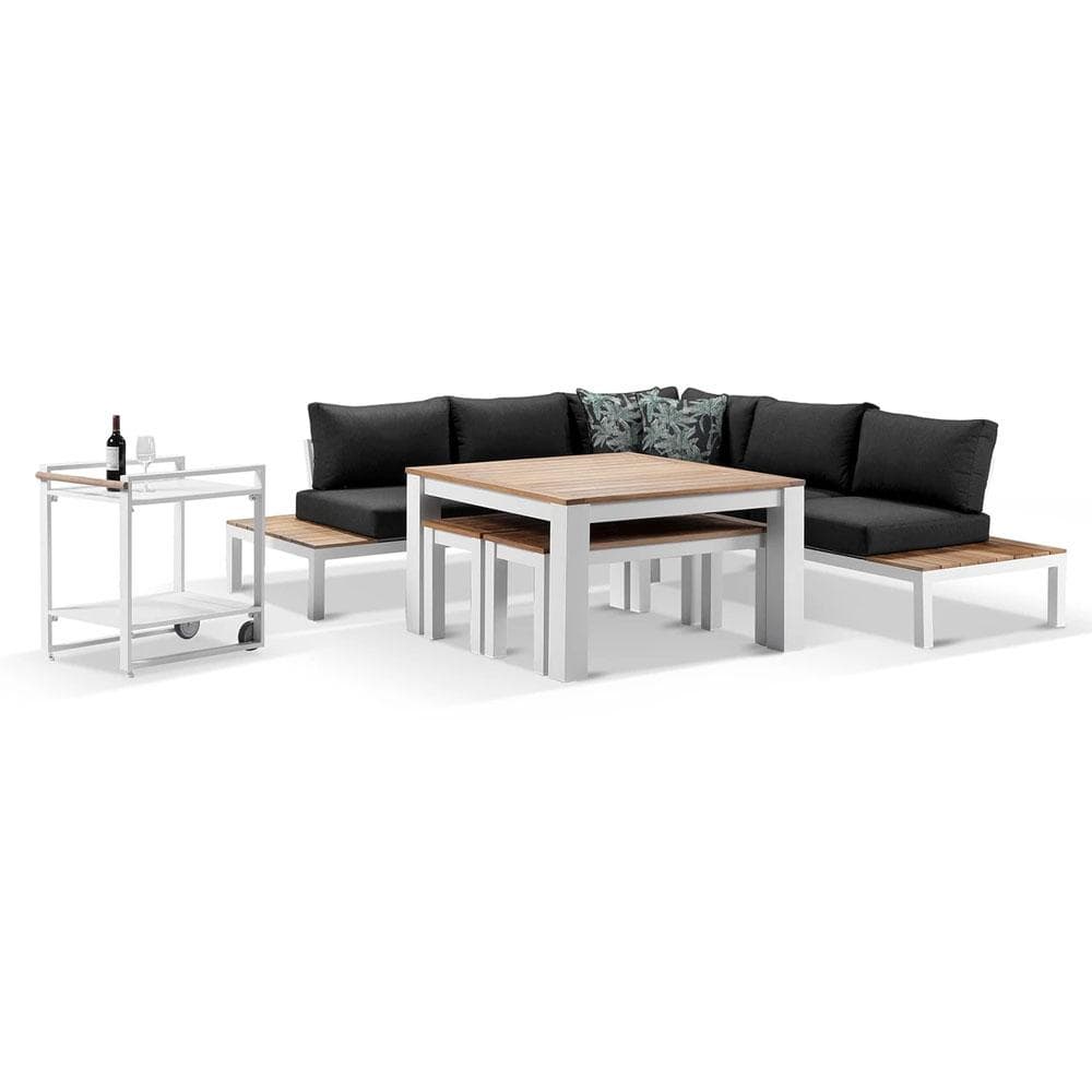 Nova Aluminium Lounge and Dining Setting with Cart