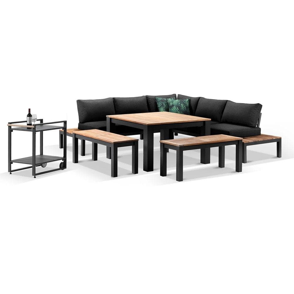 Nova Aluminium Lounge and Dining Setting with Cart
