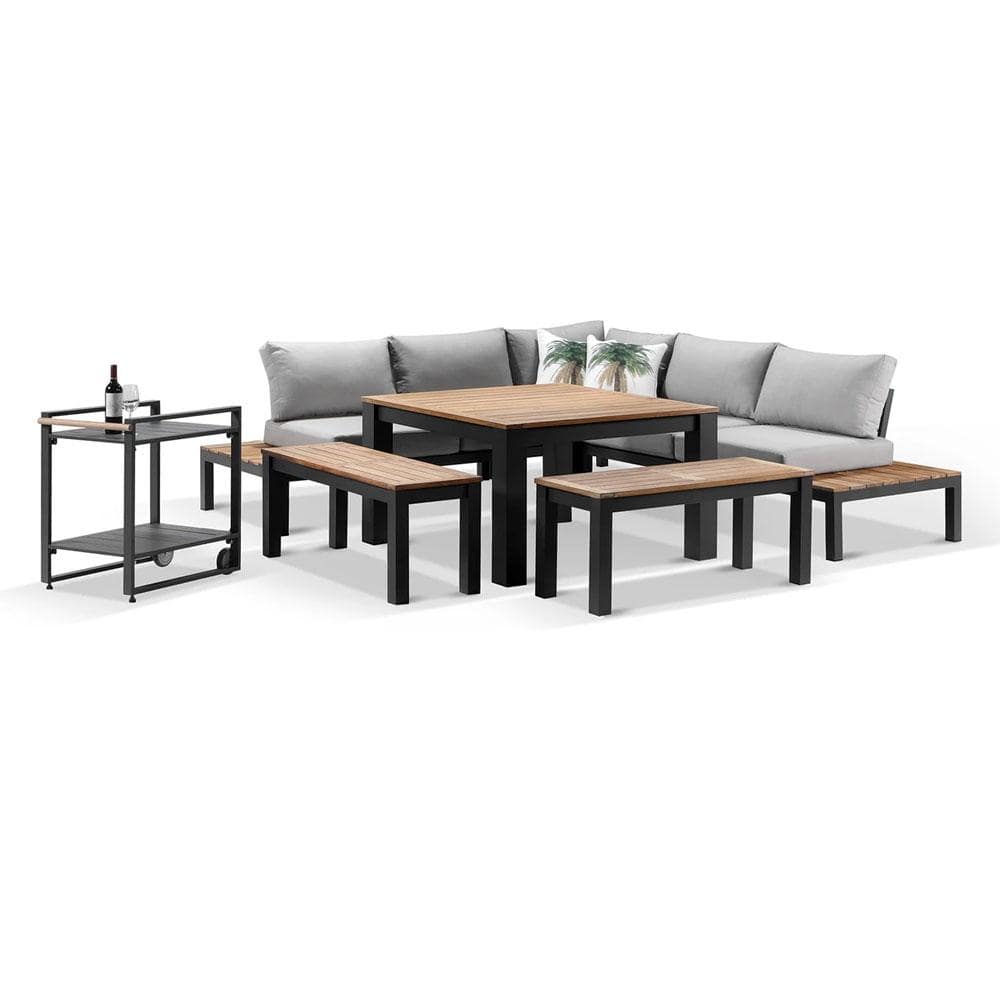 Nova Aluminium Lounge and Dining Setting with Cart