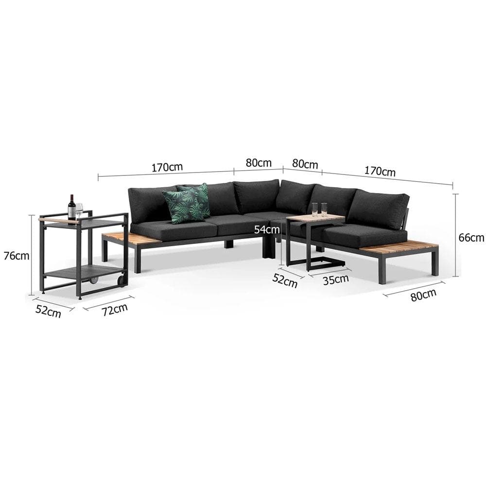 Nova Aluminium Lounge with Bar Cart & Side Table
