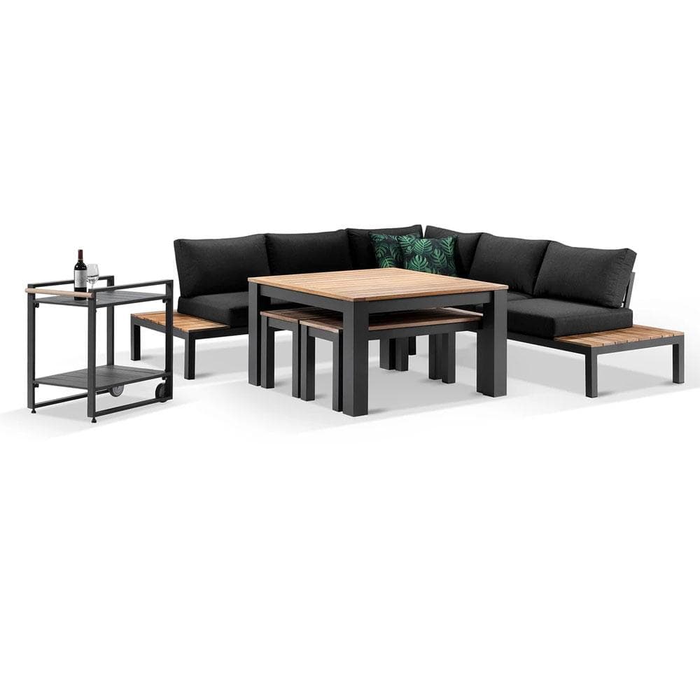 Nova Aluminium Lounge and Dining Setting with Cart