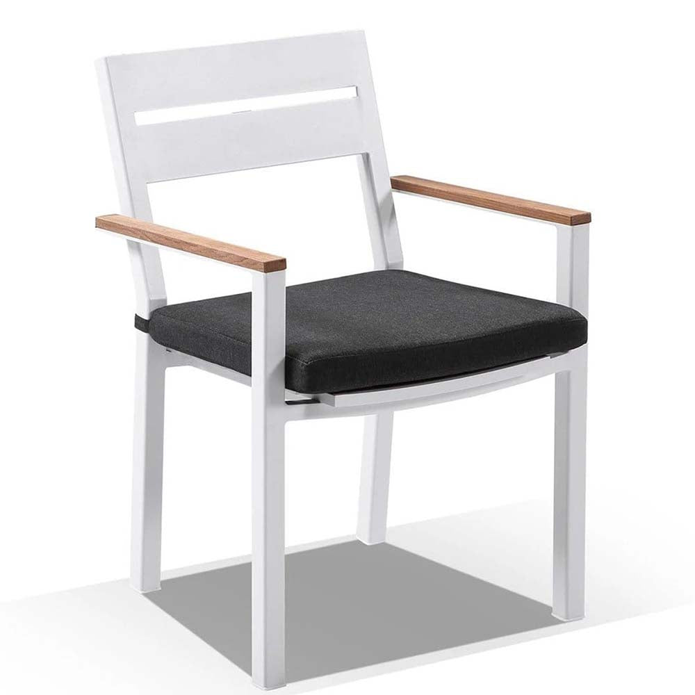 Balmoral 1.8m Teak Top Aluminium Table with 6 Capri Dining Chairs