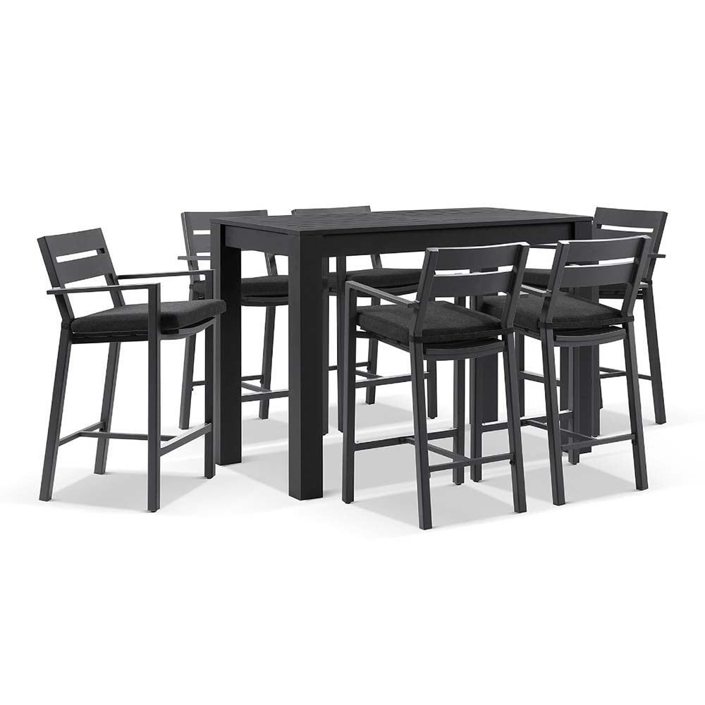 Santorini Outdoor Aluminium 1.5m Bar Table with 6 Bar stools