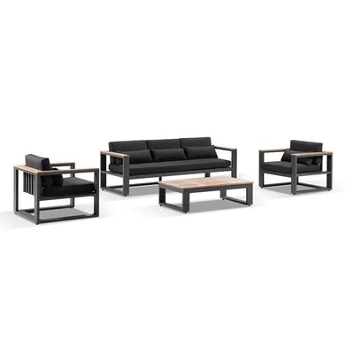 Balmoral 3+1+1 Seater Outdoor Aluminium and Teak Lounge Setting