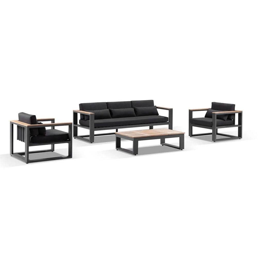 Balmoral 3+1+1 Seater Outdoor Aluminium and Teak Lounge Setting