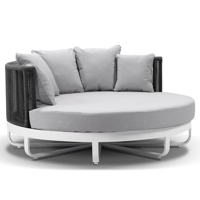 Cannes Outdoor Round Aluminium and Rope Daybed Sun Lounge