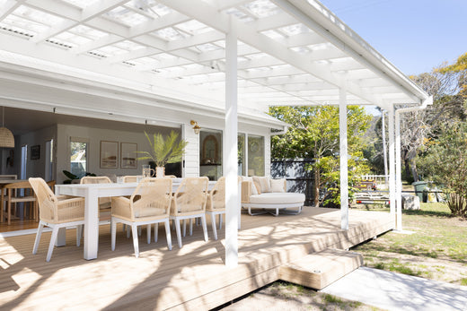 Stylish outdoor furniture set in a well-designed patio