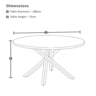 Houston Outdoor 1.8m Round Aluminium Dining Setting with 8 Hugo Chairs
